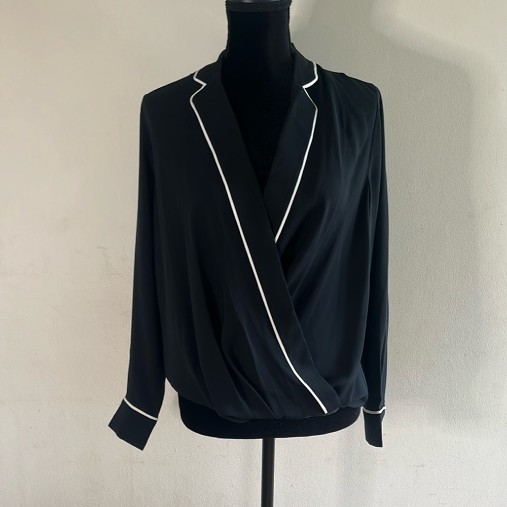 Ann Taylor Piped Bubble Hem Wrap Top